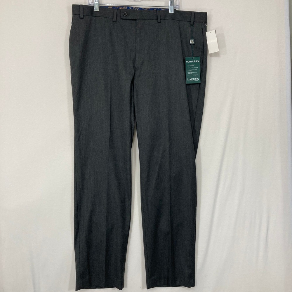 New Lauren Ralph Laurenβ Dress Pants 40W x 32L Gray Ultraflex Classic Fit Preppy